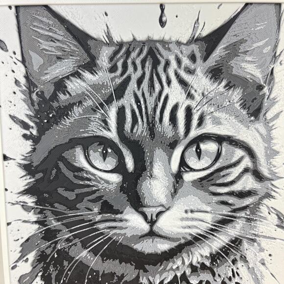 Black & White Tabby Cat Art, Bold Cat Print, Monochrome Cat Art, Cat Decor - Picture 2 of 8